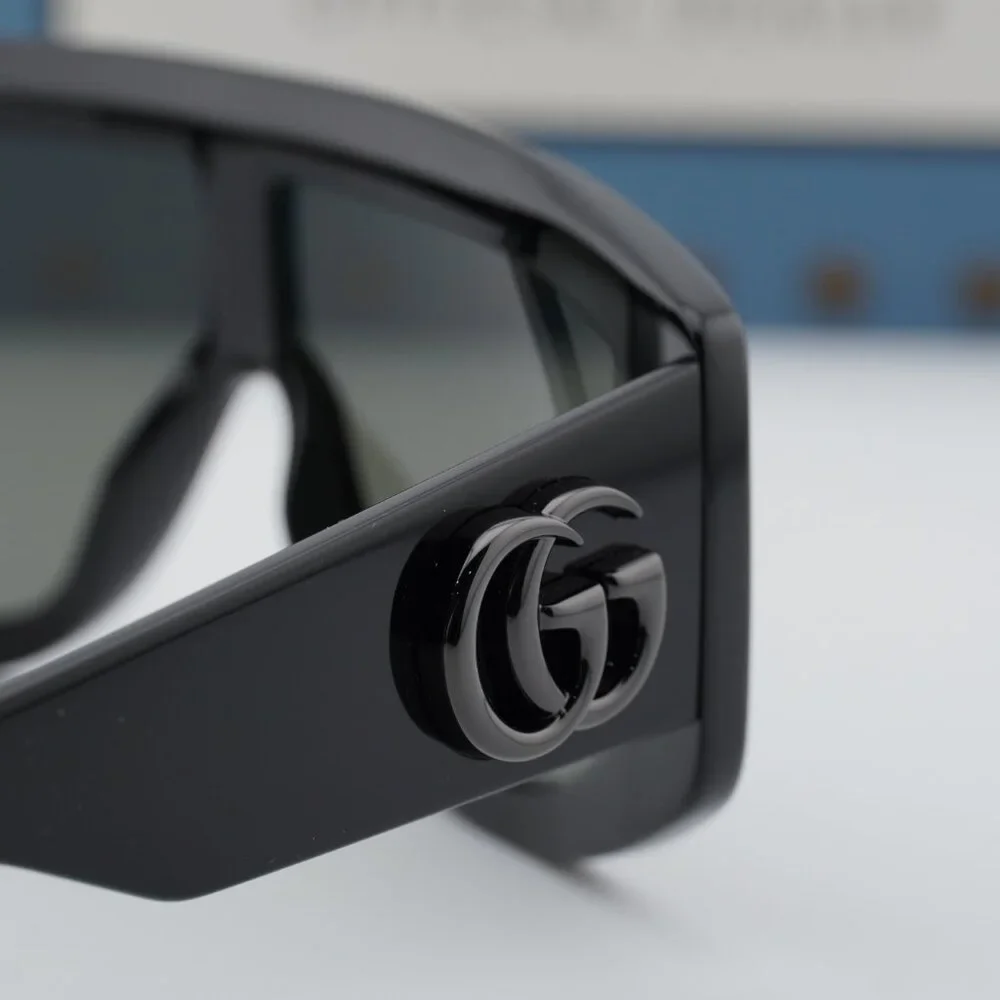 Gucci GG1950S 001 Shield Sunglasses - Shiny Black/Grey